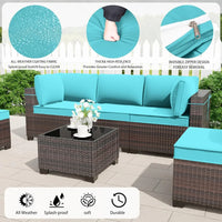 Outdoor Patio Furniture with Propane Fire Pit Table Sectional Sofa Conversation Sets w/ETL Approved