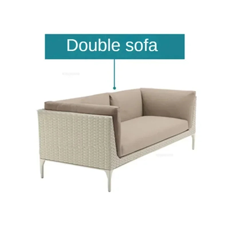 Modern Leisure PE Rattan Outdoor Sofas Set Patio Balcony Lounge Chair Simple Home Waterproof Sun Protection Set Garden Furniture