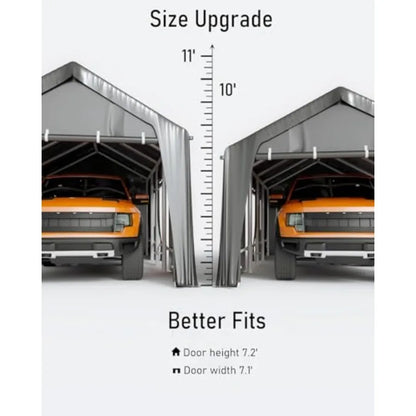 Carport replacement doors for portable garage shelters 180G PE material gray water-resistant zipper roll-up design for 13x2013x
