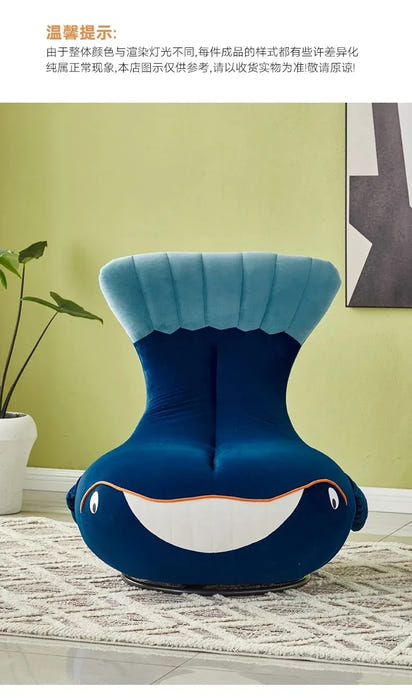 Whale Lazy Sofa Leisure Chair Flannel Rotatable Cute Shark Sofa Single Seat Chair