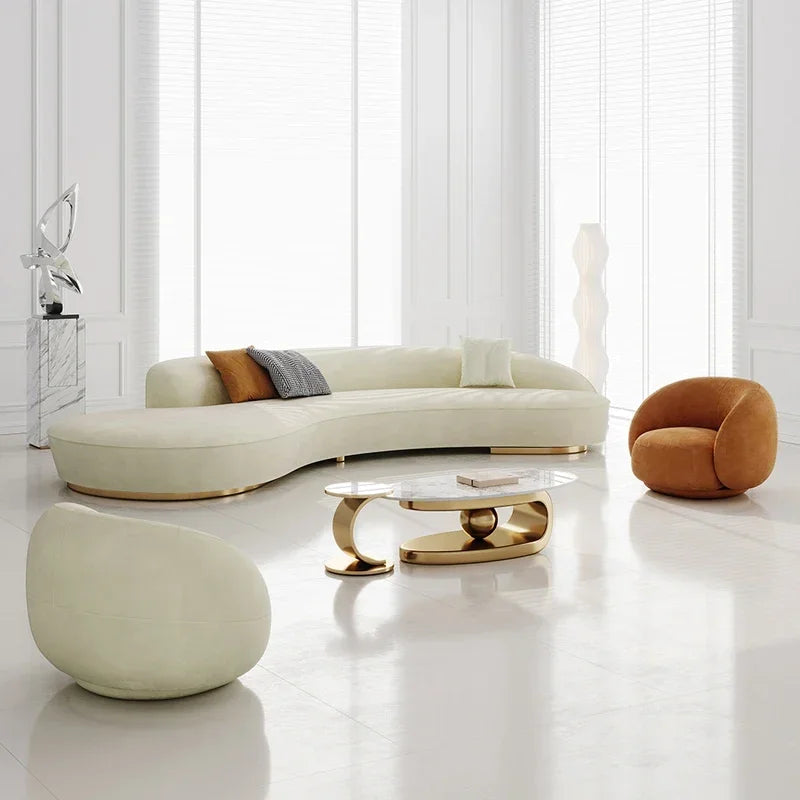 yA38 Modern simple light luxury curved fabric sofa, reception negotiation hall beauty salon semicircular combination