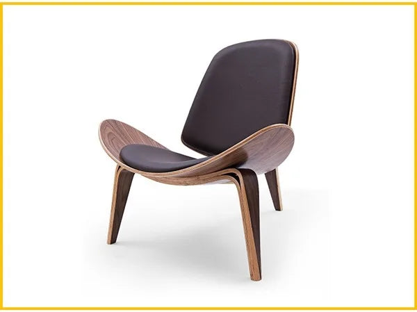Modern Lounge Shell Chair Three-Legged Shell Chair Ash Plywood Fabric Upholstery Living Room Furniture