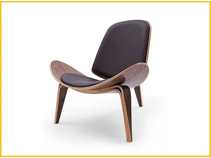 Modern Lounge Shell Chair Three-Legged Shell Chair Ash Plywood Fabric Upholstery Living Room Furniture