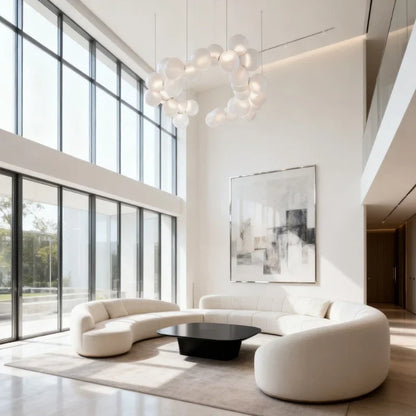 SANDYHA French Style Acrylic Ball Pendant Lights Creative Modern LED Chandelier Hanging Lamp for Living Room Dining Room Home