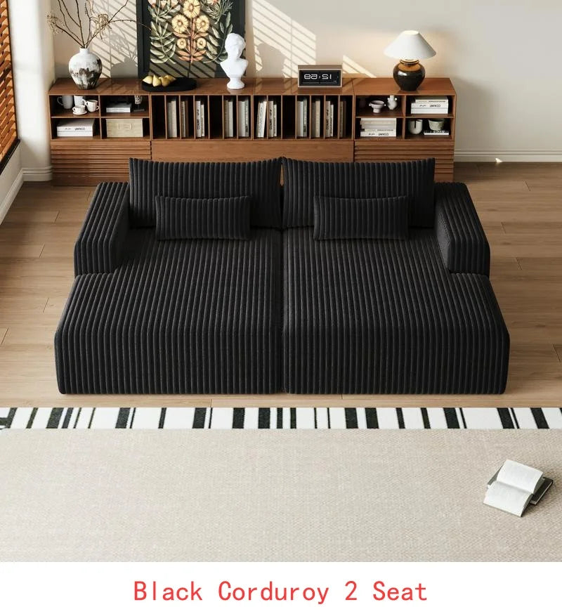 Vacuum Compressed Comfy Corduroy Fluffy Sofa Set Furniture Living Room Modular Couch Modern L Shape Sectional Sofa