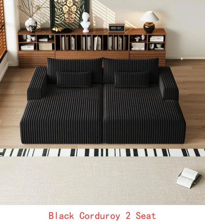 Vacuum Compressed Comfy Corduroy Fluffy Sofa Set Furniture Living Room Modular Couch Modern L Shape Sectional Sofa