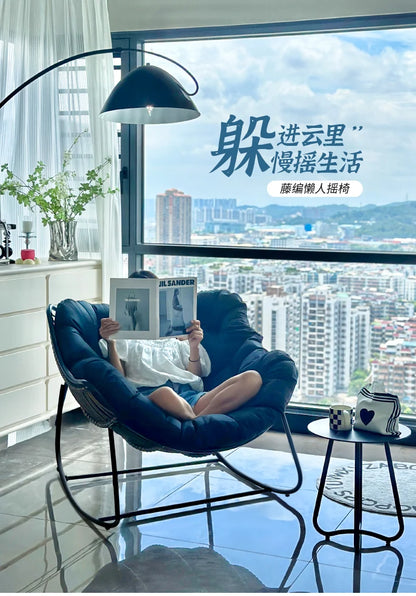 Metal Rocking Chair Adult Reclining Chair Balcon Home Single Leisure Chairs Living Room Red Sofa Chair Lazy Recliner