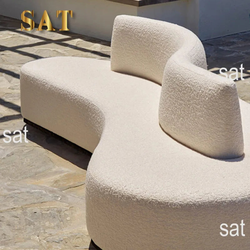 New Design Comfort 6 Seater Fabric White Living Room Curved Sofas Modern Couch Fabric Velvet Sectional Round Sofa
