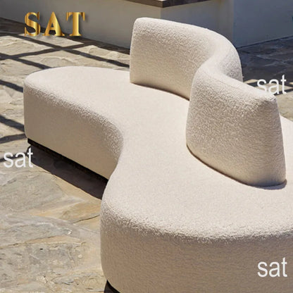 New Design Comfort 6 Seater Fabric White Living Room Curved Sofas Modern Couch Fabric Velvet Sectional Round Sofa