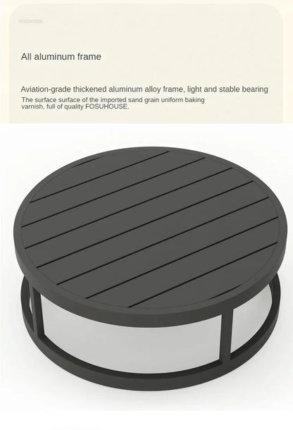 Outdoor Waterproof Garden Sofas Sun Protection Curved Outdoor Sofa Aluminum Alloy Courtyard Villa Reception Sofa Coffee Table L