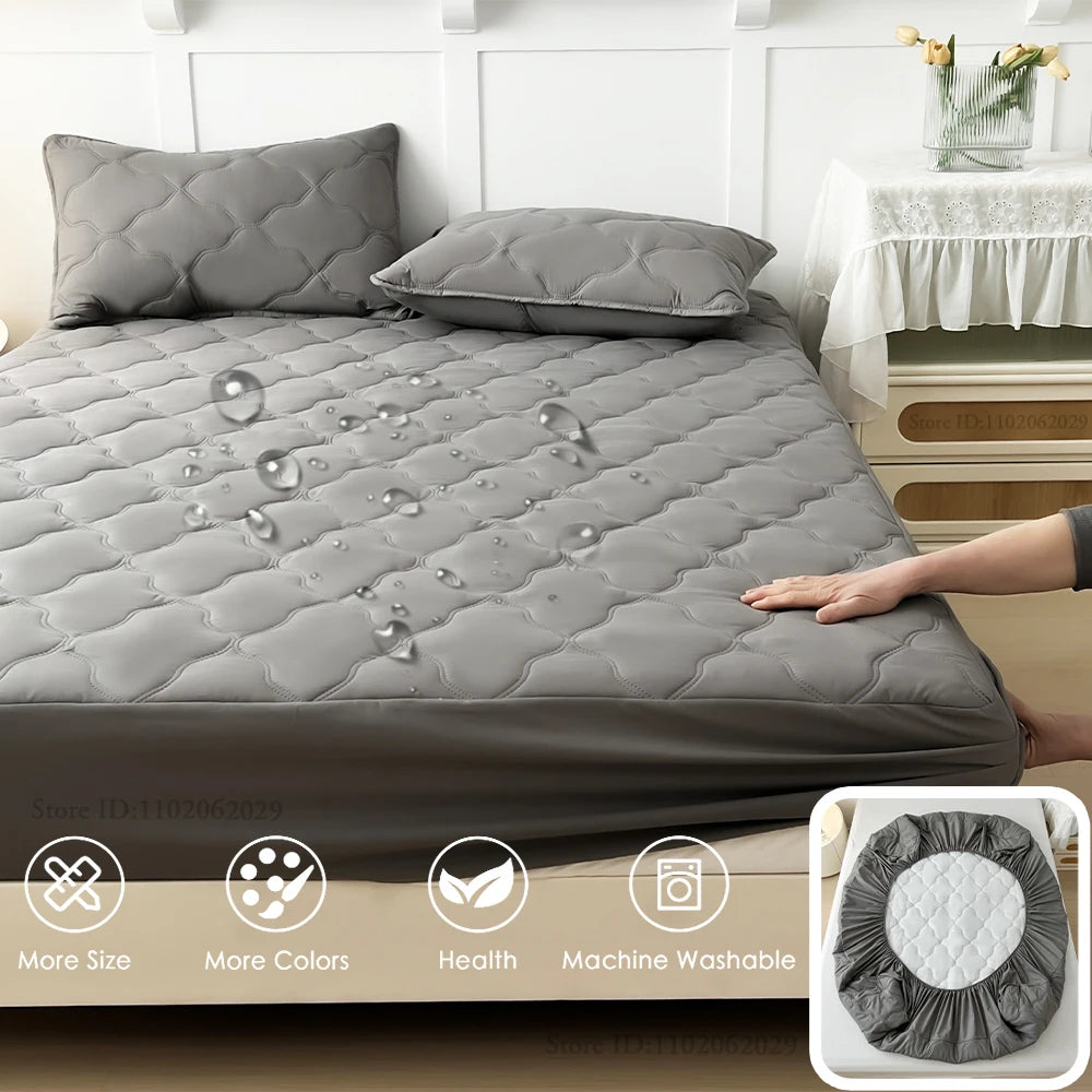 Fitted Bed Sheet Protector Breathable Waterproof Bedspreads Cover Anti-mite Anti-bacterial