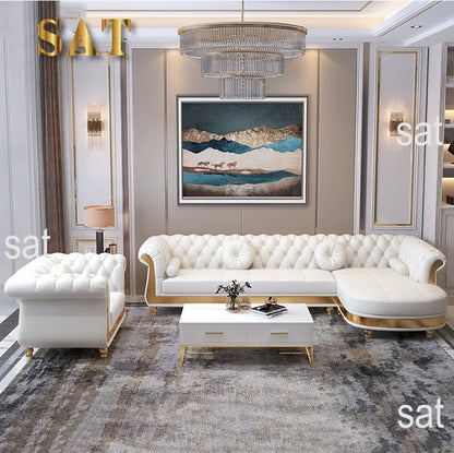 for Luxury corner reclining sofa living room comfy leather couch chesterfield sofa set furniture