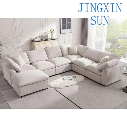 Modular Sectional Sofa, Modern Oversized Cloud Couch with Movable OttomanComfy Couches, 7 Seater L-Shaped Sofas