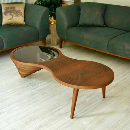Meubles de salon en noyer naturel, table basse moderne faite à la main, menuiserie, décoration de bord solide
