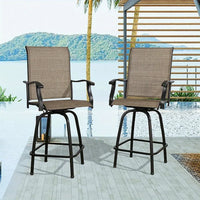 Patio Bar Stools Set of 2 Swivel Bar Height Tall Chairs Outdoor Barstools Chairs