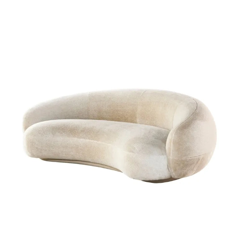 Modern Villa Living Room Single Three Person Sofa Set Household Beige Lamb Fabric Cashew Nut Arc Creative Sofa
