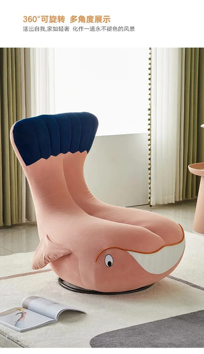 Whale Lazy Sofa Leisure Chair Flannel Rotatable Cute Shark Sofa Single Seat Chair