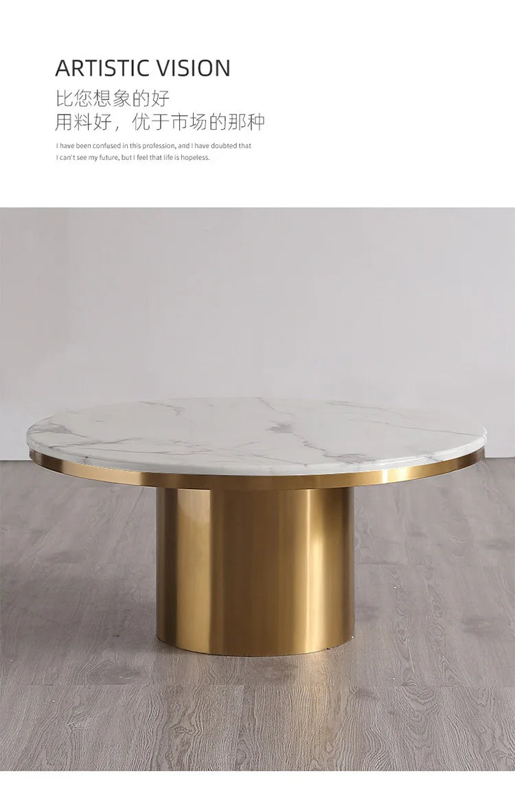 *Modern simple light luxury marble coffee table combination Nordic round small coffee table