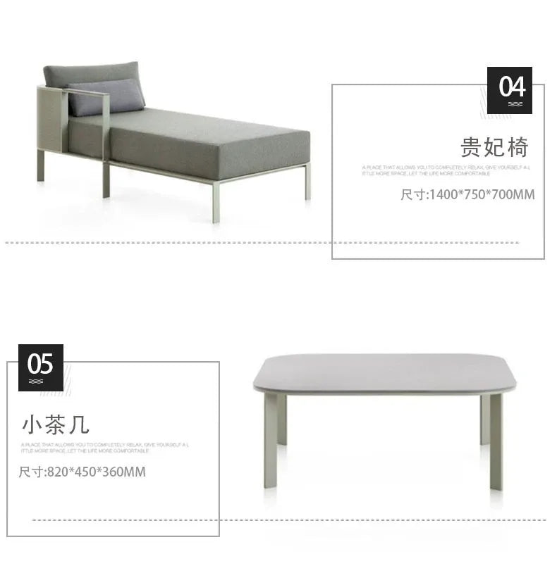 Outdoor stainless steel sofa Hotel sales office Terrace Dining table and chairs