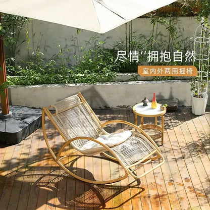 Balcony leisure rocking chair waterproof sunscreen courtyard recliner rattan