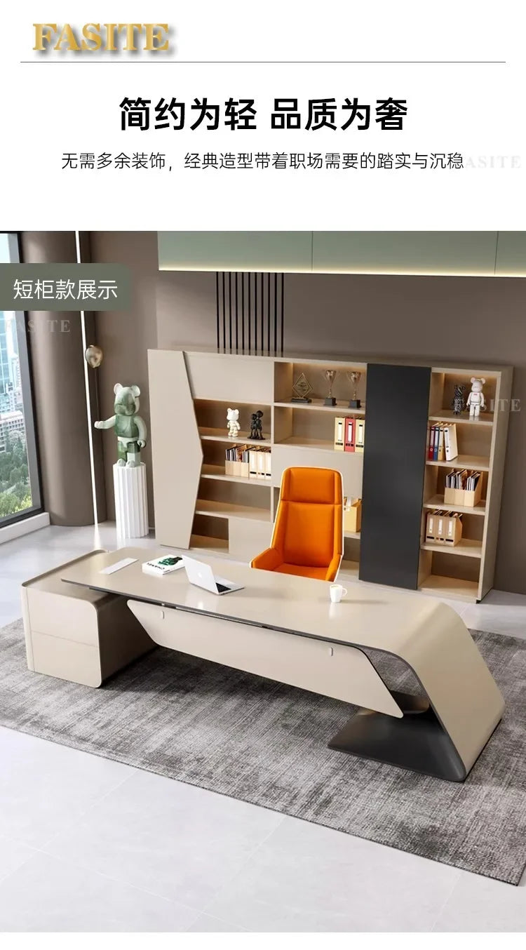 High-end Lacquered Boss Desk, Stylish Atmosphere, Modern and Simple Office Desk, High-end Workbench