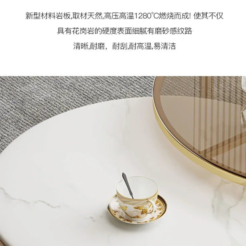 D178 Y Coffee Table Modern Living Room Size round Combination Rounded Corner Paint Metal Complete Set Stone Plate round Coffee T