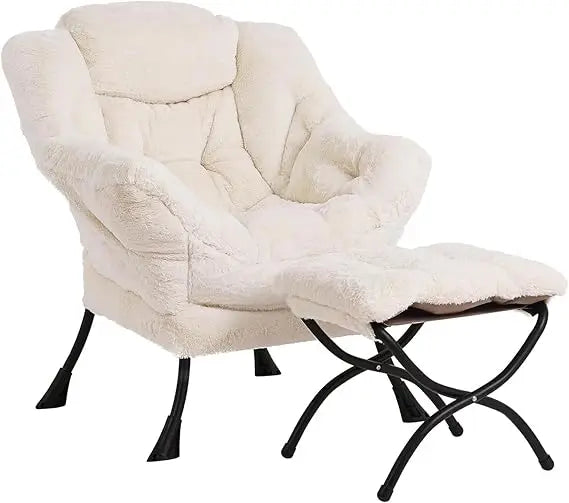 Lazy Chair with Ottoman, Modern Accent Leisure Upholstered Lazy Sofa , Contemporary Lounge Reading Chair with Armrests