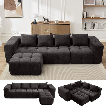 119"Boneless Couch, Cloud Sectional Couch with Deep Seat,High-Density Memory Foam and Chaise,Sectional L Shaped Sofa-Customized