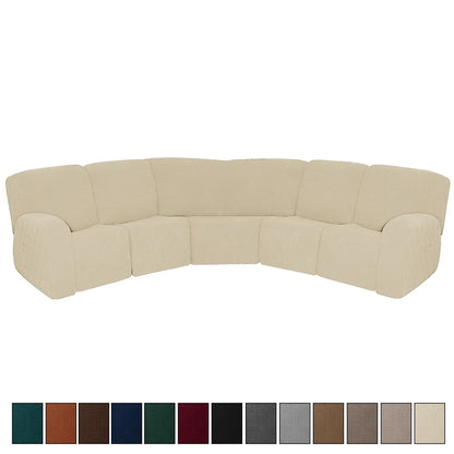 7PCS Jacquard L Shaped Corner Couch Covers Sectional Recliner Sofa Cover Stretch 5 Seater Corner Sofa Slipcover Couch Protector