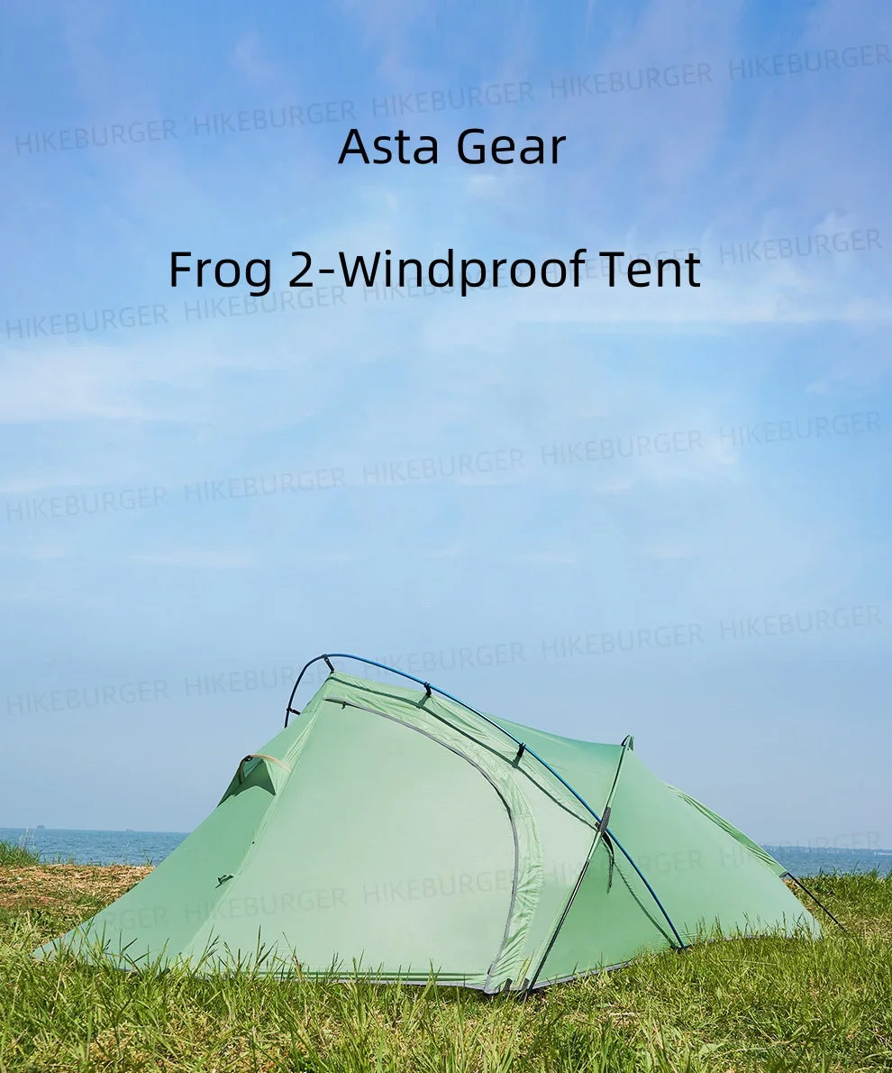 2 Person Ultralight Backpacking Tent 1.69kg 5000mm Waterproof 10D Nylon Triple Cross Pole Tent for Camping Hiking Trekking