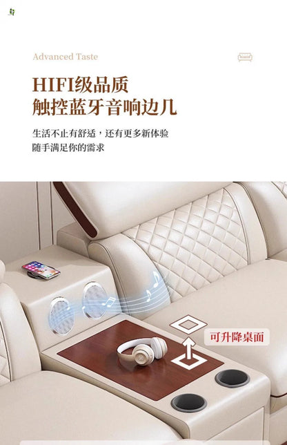 Modern simple leather sofa living room home light luxury sofa concubine combination
