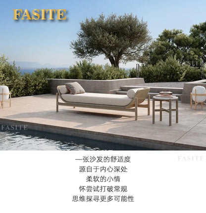Outdoor rattan sofa courtyard garden open-air balcony leisure outdoor solid wood teak villa