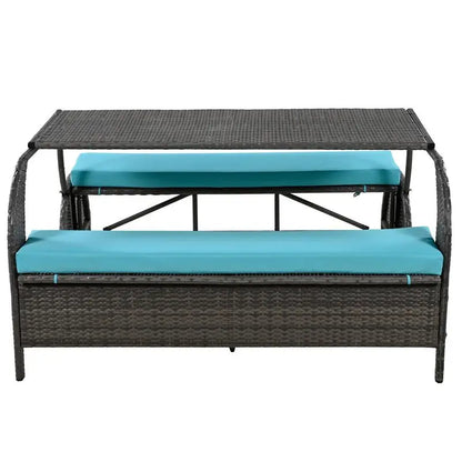 Versatile Outdoor Loveseat Converts to 4 Seats & Table for Gardens and Lawns