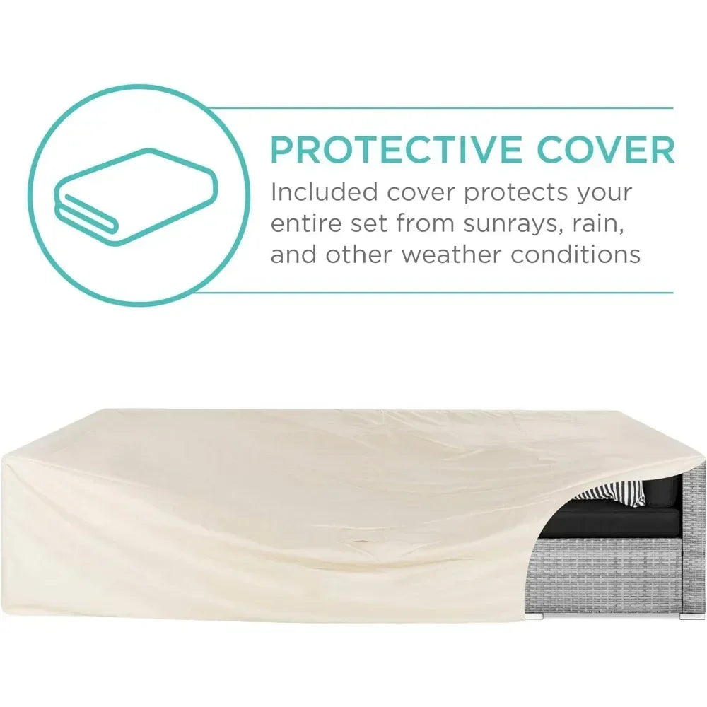 # Outdoor Furniture 7Piec Sets W/2Pillows, Coffee Table, Cover Included, Wicker Conversation Couch Set, Patio Furniture Set #