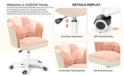 Lovely Petal Desk Chair Office Chair, Modern Fabric Butterfly Chair, Height Adjustable Chair, Makeup Desk Chair, Computer Chair
