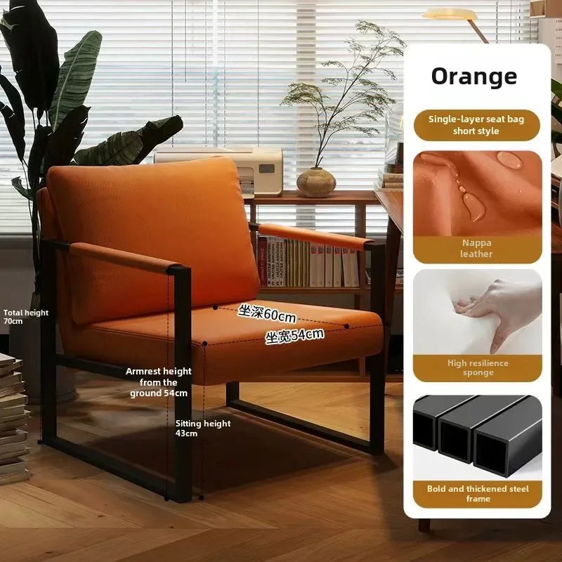 Single Casual Sofa Chair Iron Art Conference Office Negotiation Chair Desk Learning Computer Chair Sofa Chair