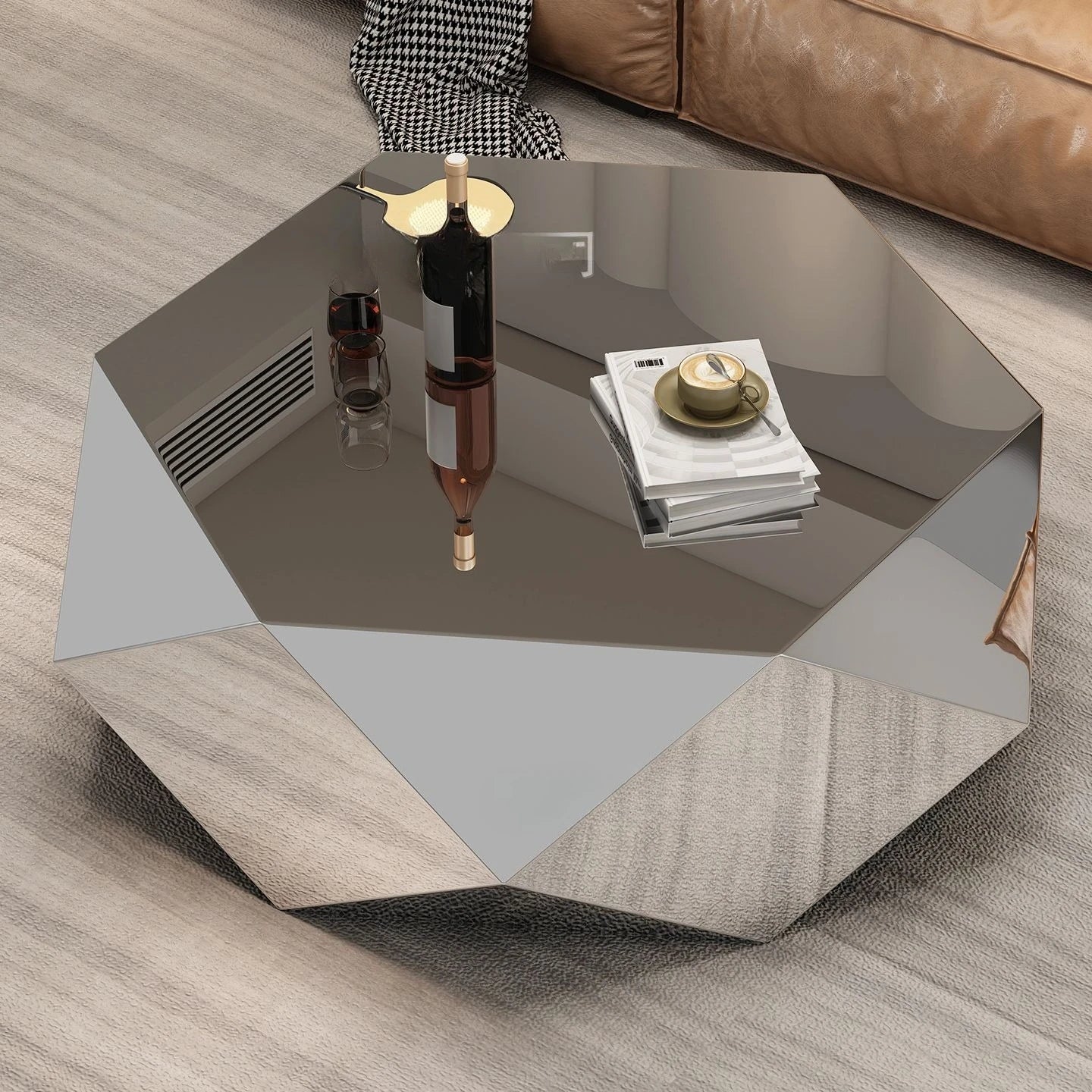Living Room Home Designer Style Light Luxurymodern Minimalist Irregular Stainless Steel Diamond Coffee Table Mesa Auxiliar Room
