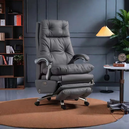 Ergonomic Leather Executive Office Chair Adjustable Armrests Stainless Steel Base Glide Seat Recline Meeting