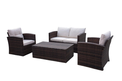 Modern Outdoor Rattan Sofa Set for Patio Balcony Living Room or Courtyard-Woven Wicker Chair Combination for Park Leisure