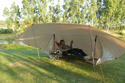 19 Hang Point Tarp Waterpoof Survival Bushcraft Sun Shelter Beach Shade Tent Outdoor Canopy Backpacking Tourist Awning 4x4 3x3m