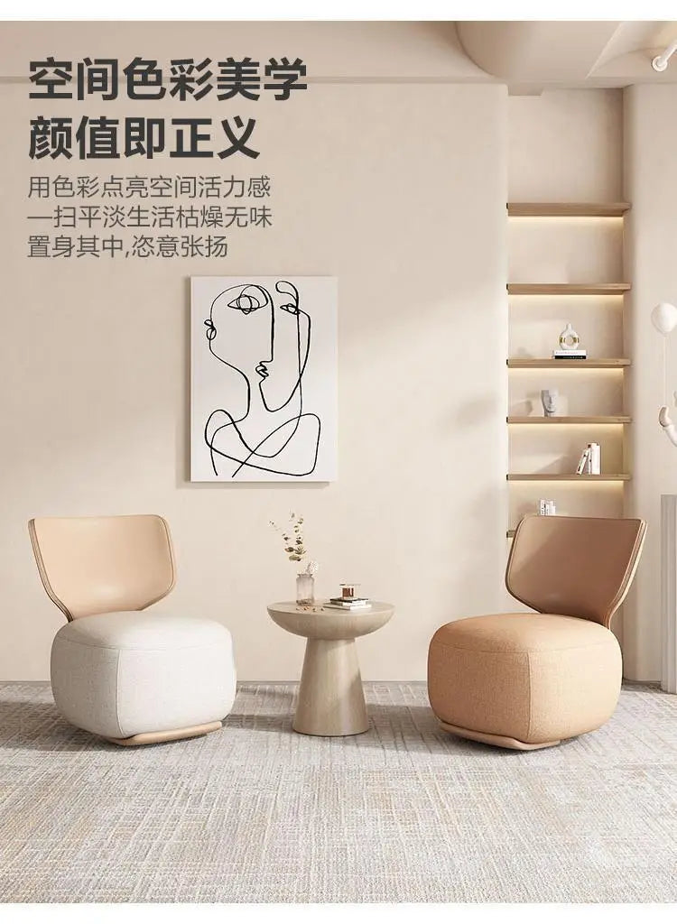 NewLog Light Luxury First Class Cabin Lounge Sofa Chair Nordic Living Room Fabric Low Stool Balcony Leisure Armchair
