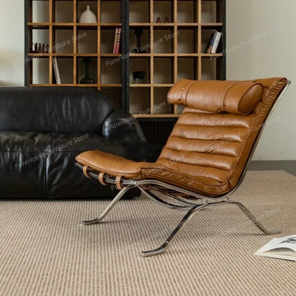 Retro Iron Sofa Chair, Antique Style Stainless Steel Leisure Chair, Family Living Room Balcony, Casual Italian Minimalism