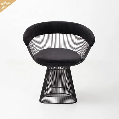 2025 Modern Luxury Black Painting Stainless Steel Dining Chair for Home Velvet Single Sofa Chairs Dining Table Chairs