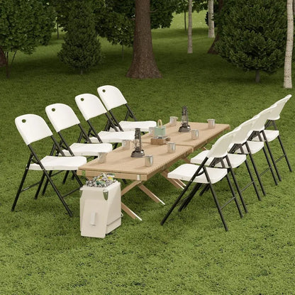 6-Pack Heavy-Duty Plastic Folding Chairs with Reinforced Steel for Indoor/Outdoor Use - White