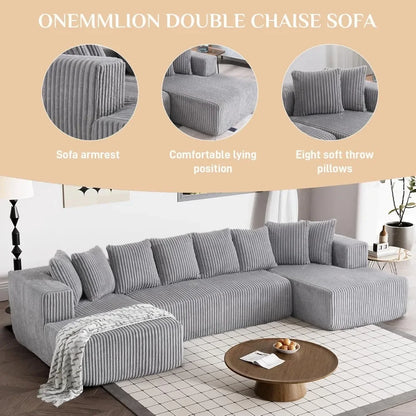 Modular Sectional Sofa In Corduroy With Memory Foam For Living Room, Modern Deep Seating Living Room Sofas Modern Apartment