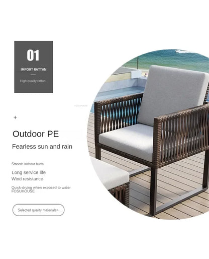 Terrace Garden Rattan Outdoor Chair Leisure Tea Table Patio Outdoor Furniture Set Outdoor Table and Chairs Garden Furniture Sets