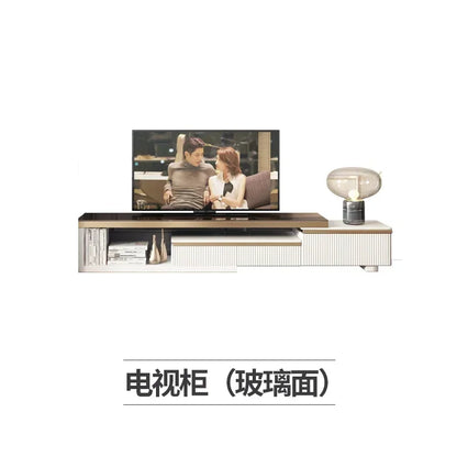 LXLight luxury rock slab coffee table Nordic simple modern round telescopic size coffee table