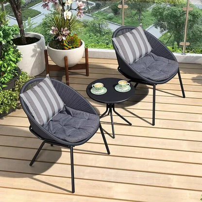 Outdoor Rattan Chair Garden Furniture Set Household Outdoor Balcony Leisure Table and Chair Three-piece Set Mini Coffee Table