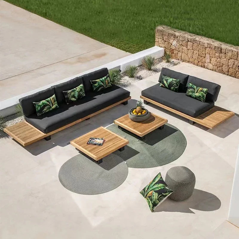 #2024 New Product Teak Table With Outdoor Sofa Set Leisure Villa Courtyard Garden Furniture