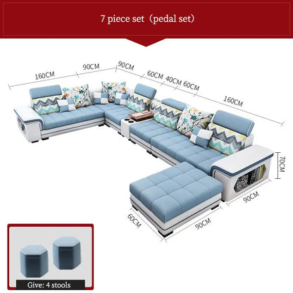 For living room minimalist modern large unit furniture set combination cotton and linen 2024 new technology fabric sofa